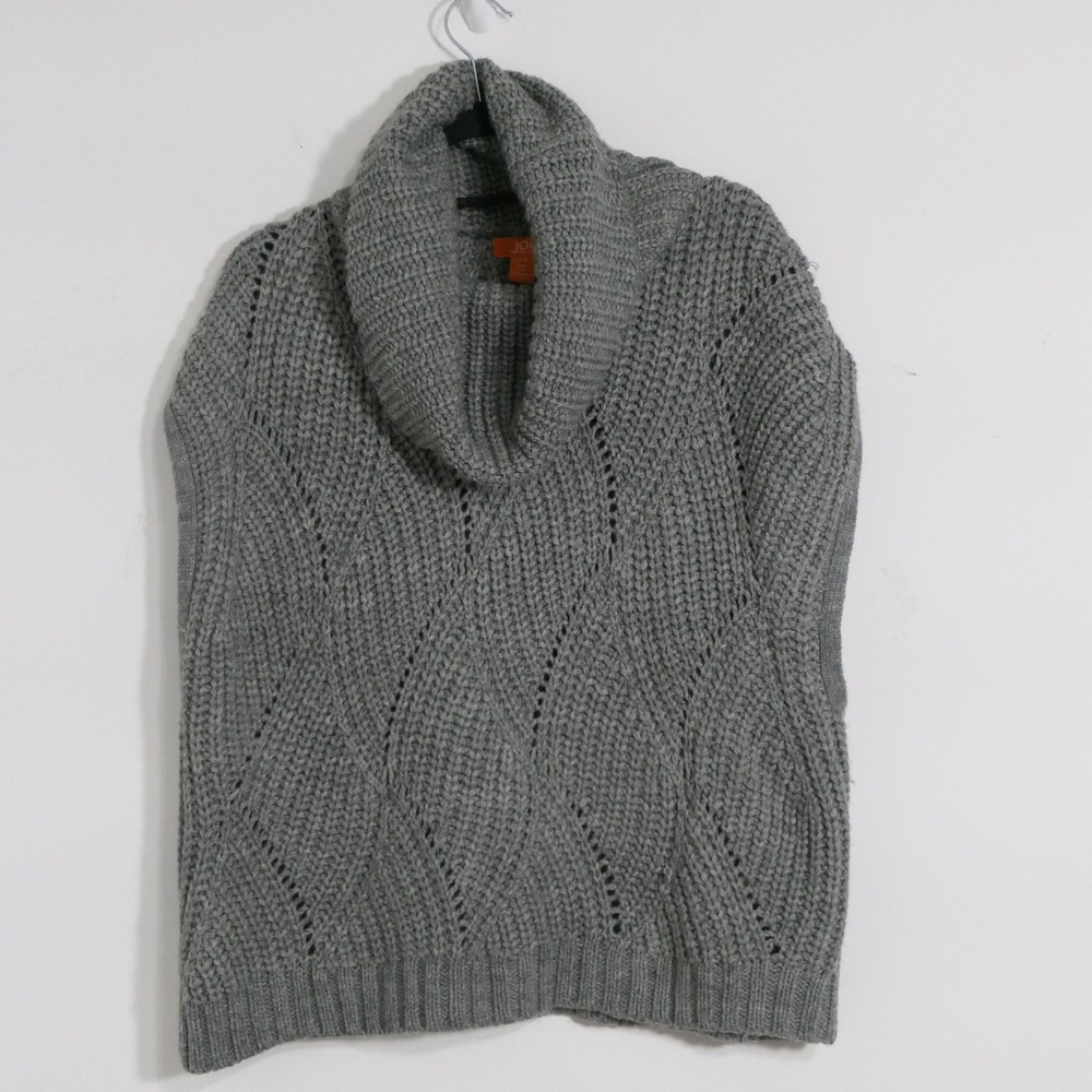 Joe Fresh Womens Sweater Vest S Grey Cowl Neck Pointelle Knit Chunky Layering